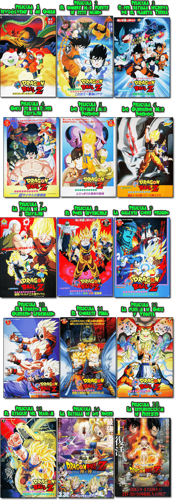 Peliculas Dragon Ball Z